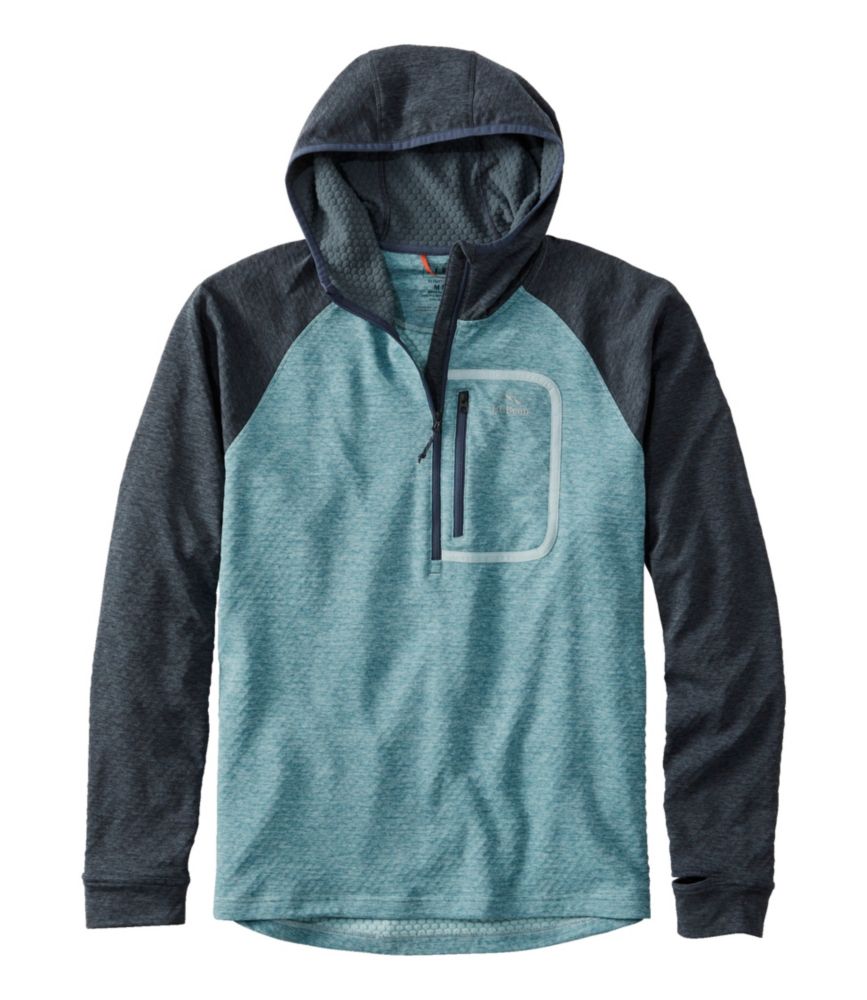 Men's Adventure Grid Fleece, Hooded Half-Zip Colorblock, Carbon Navy/Blue Quartz, small image number 1