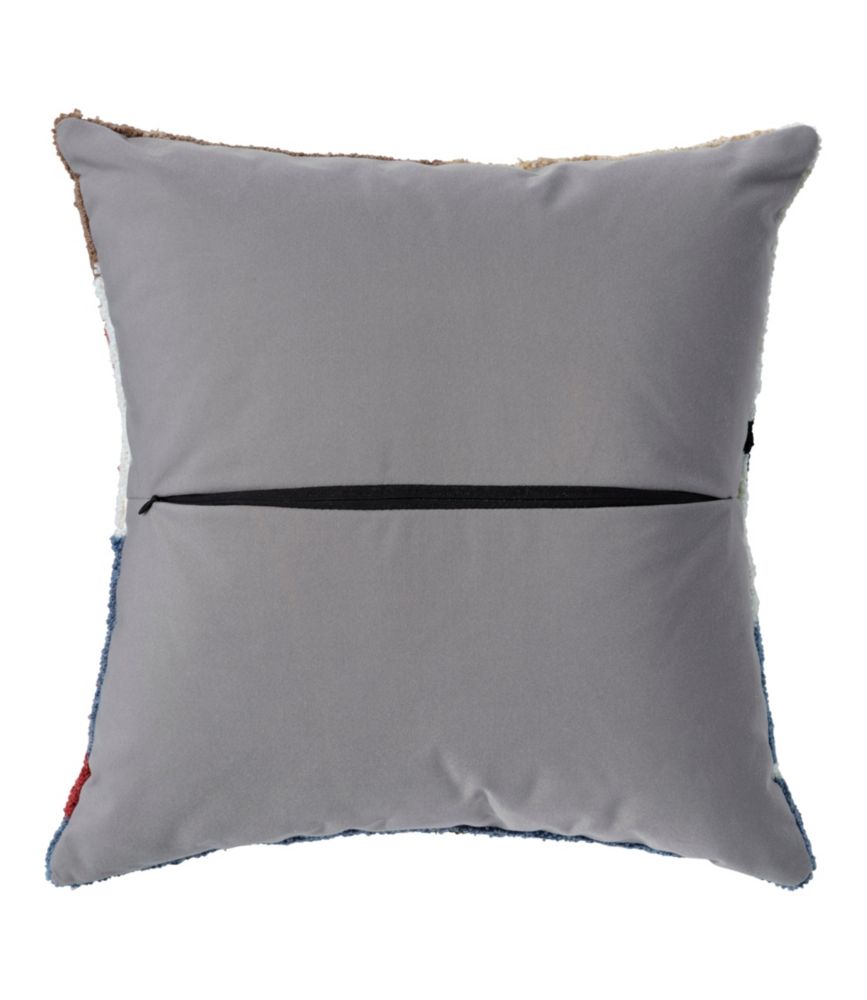 Indoor/Outdoor Hooked Pillow, Dogs Skiing
