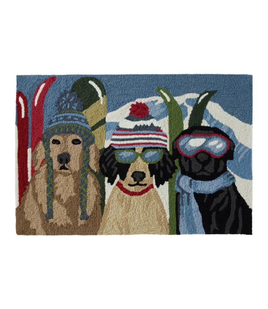 Indoor/Outdoor Vacationland Rug, Dogs Skiing, Multi, small image number 1