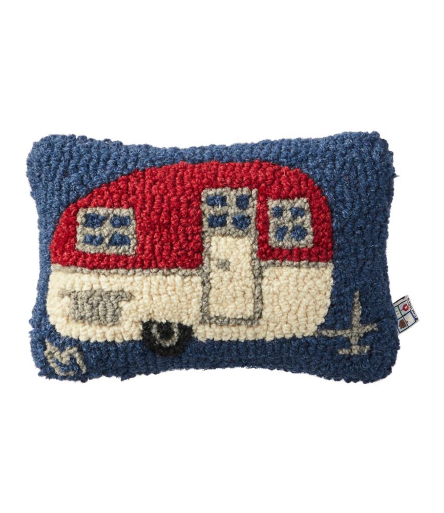 Wool Hooked Throw Pillow, Camper, 8" x 12" Throw Pillows at L.L.Bean