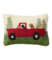 Wool Hooked Throw Pillow, Two Labs, 14 x 20