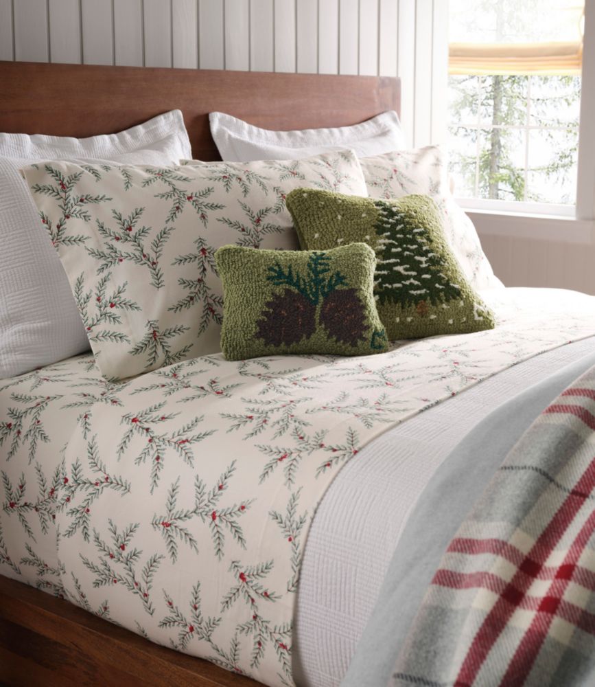 Wool Hooked Throw Pillow, Frosted Tree, 14" x 14"