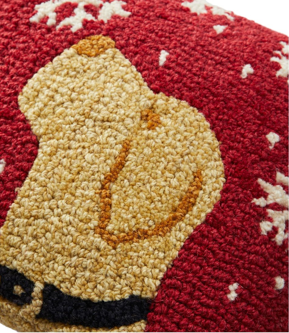 Wool Hooked Throw Pillow, Snowflake Yellow Lab, 14" x 14"