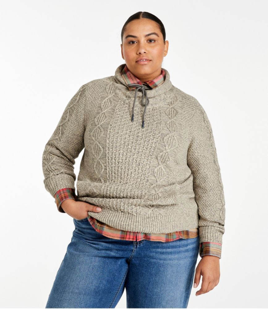 Women's Signature Cotton Funnelneck Sweater, Burgundy, small image number 2