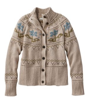 Women's Signature Cotton Fisherman Sweater, Short Cardigan Fair Isle