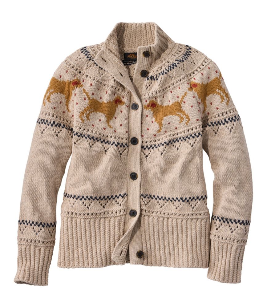 Women's Signature Cotton Fisherman Sweater, Short Cardigan Fair Isle