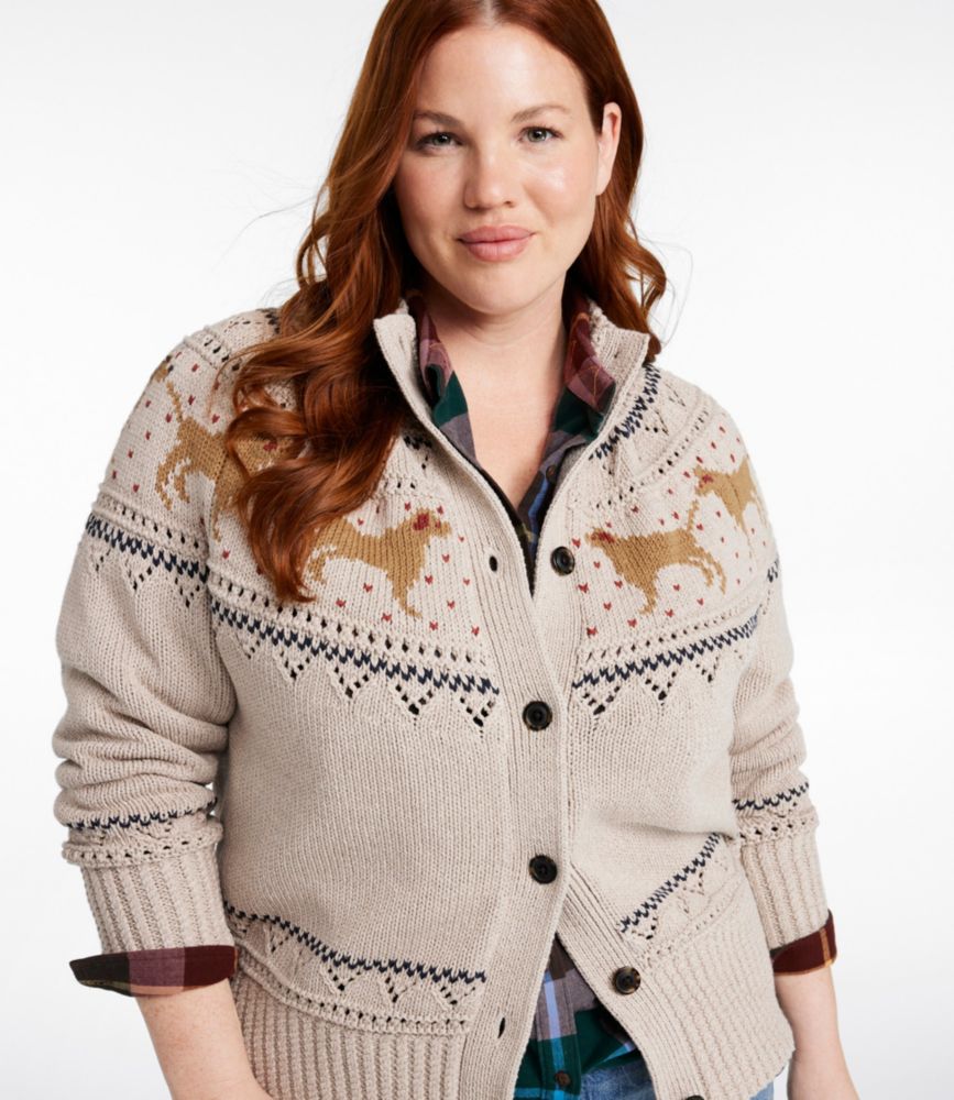 Women's Signature Cotton Fisherman Sweater, Short Cardigan Fair Isle