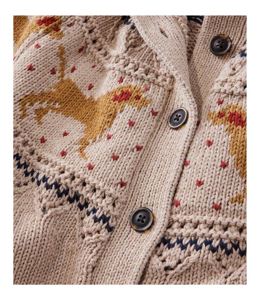 Women's Signature Cotton Fisherman Sweater, Short Cardigan Fair Isle