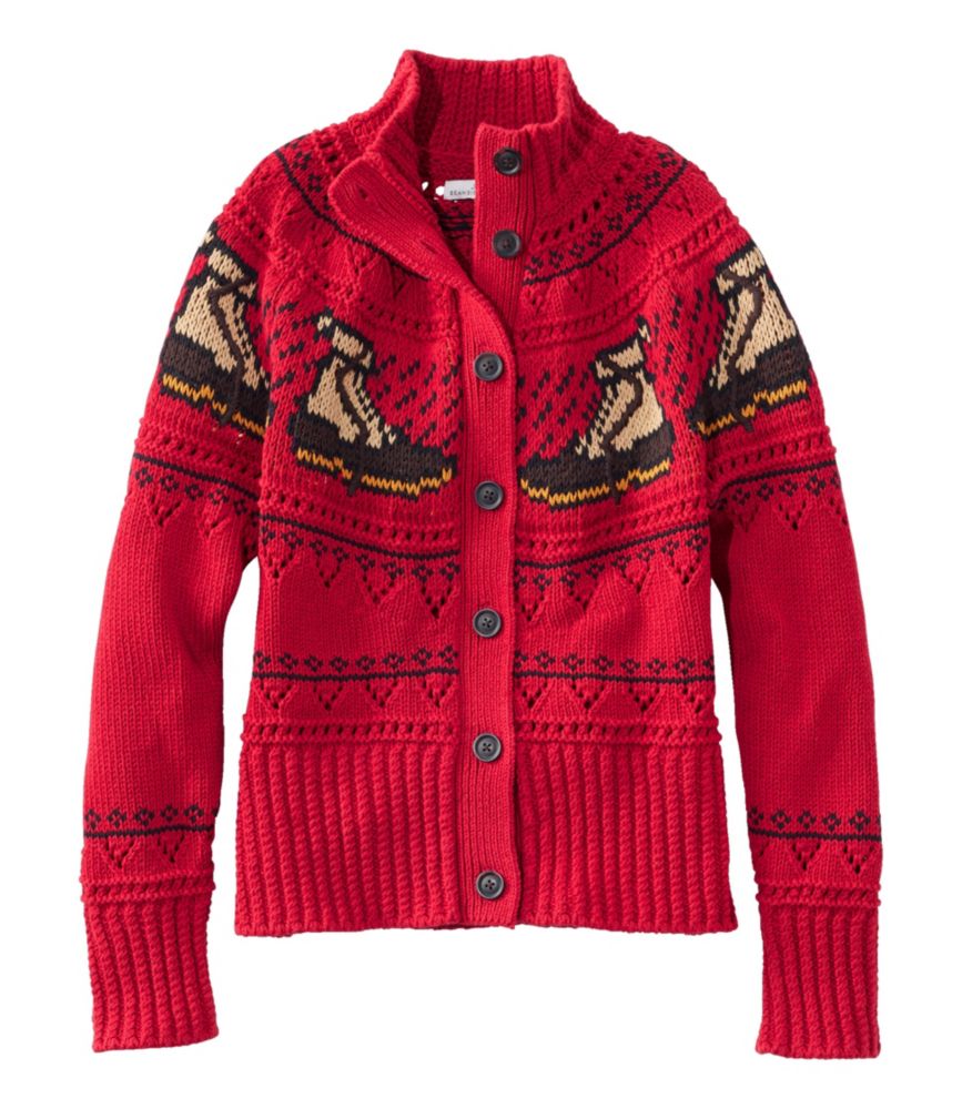 Women's Signature Cotton Fisherman Sweater, Short Cardigan Fair Isle