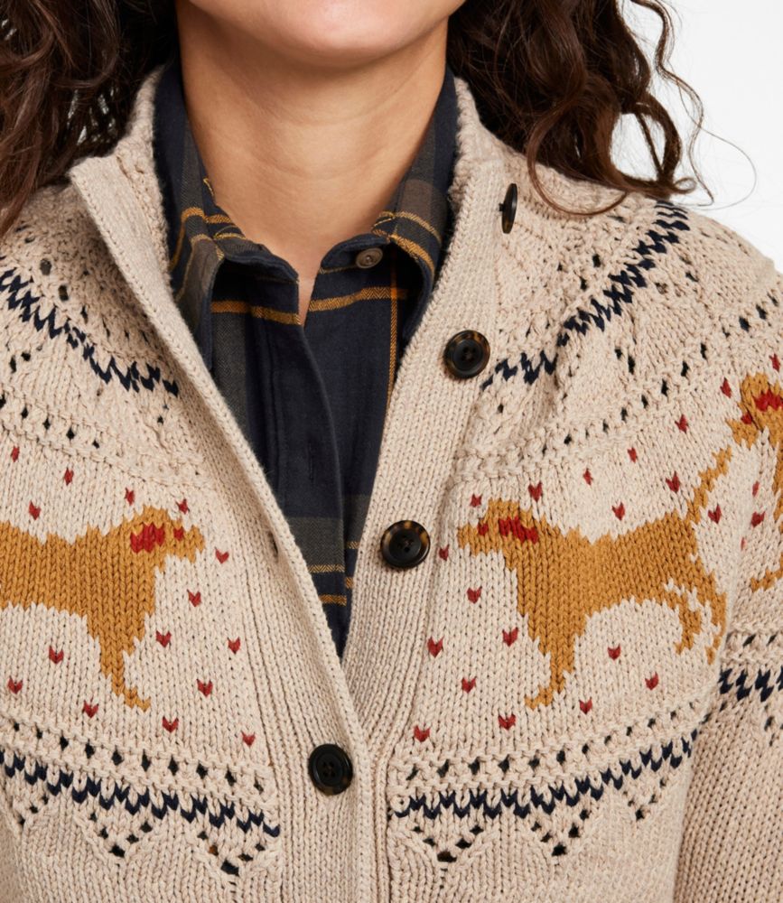 Women's Signature Cotton Fisherman Sweater, Short Cardigan Fair Isle
