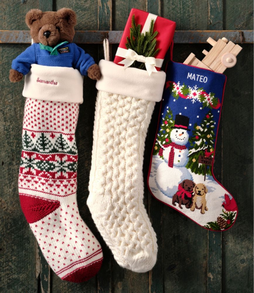 Fisherman's Knit Christmas Stocking, Cream, small image number 3