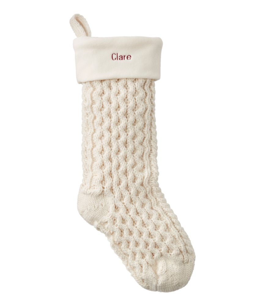 Fisherman's Knit Christmas Stocking, Cream, small image number 1