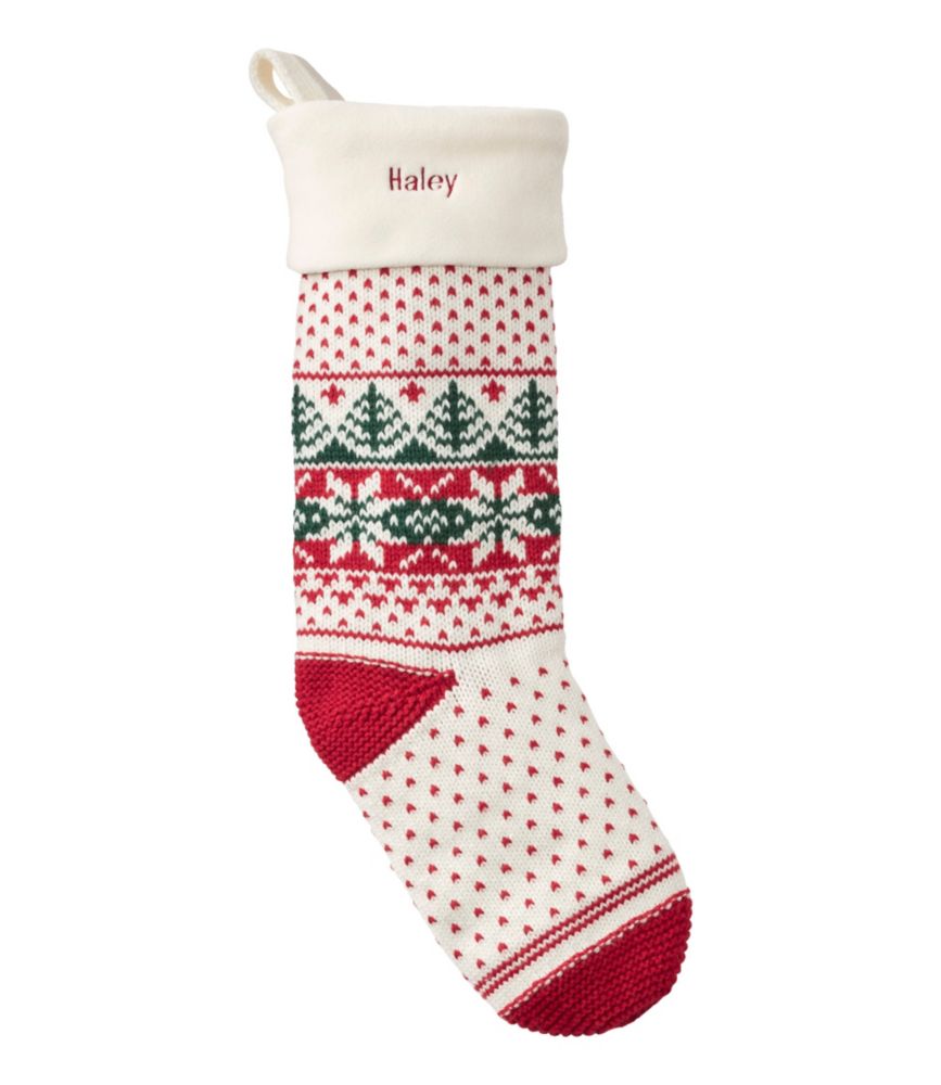 Fair Isle Knit Christmas Stocking, Cream Fair Isle, small image number 1