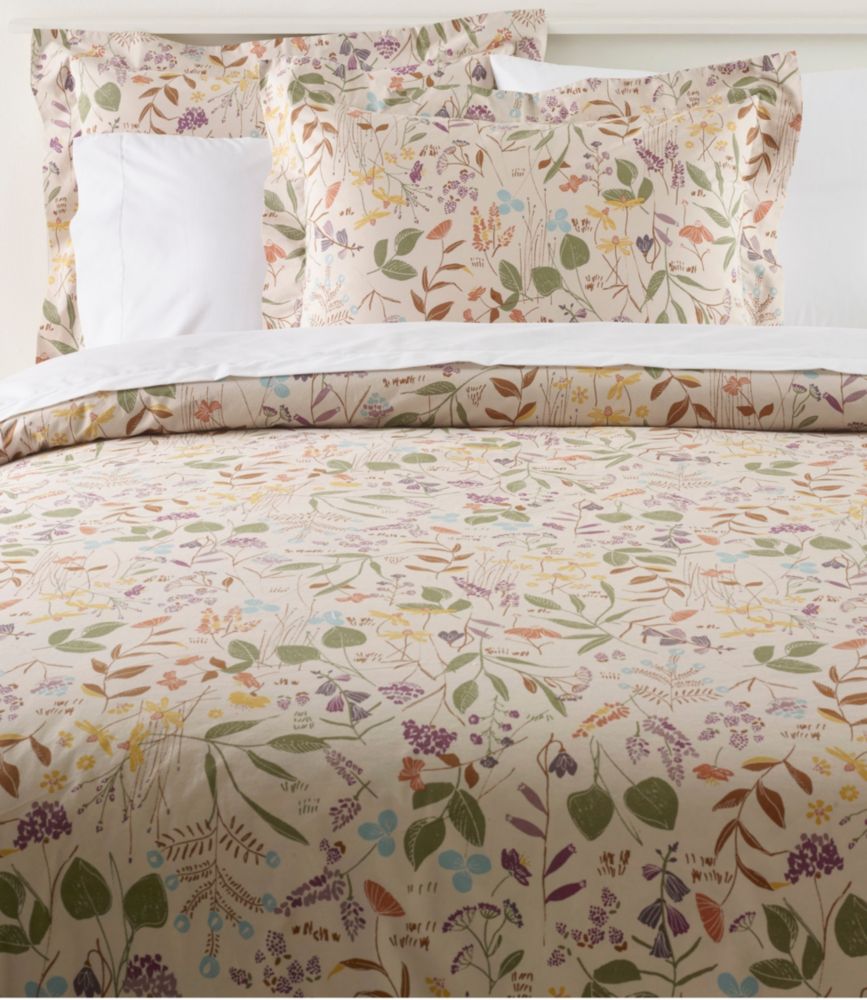 Birch Floral Percale Comforter Cover Collection, Silver, small image number 1