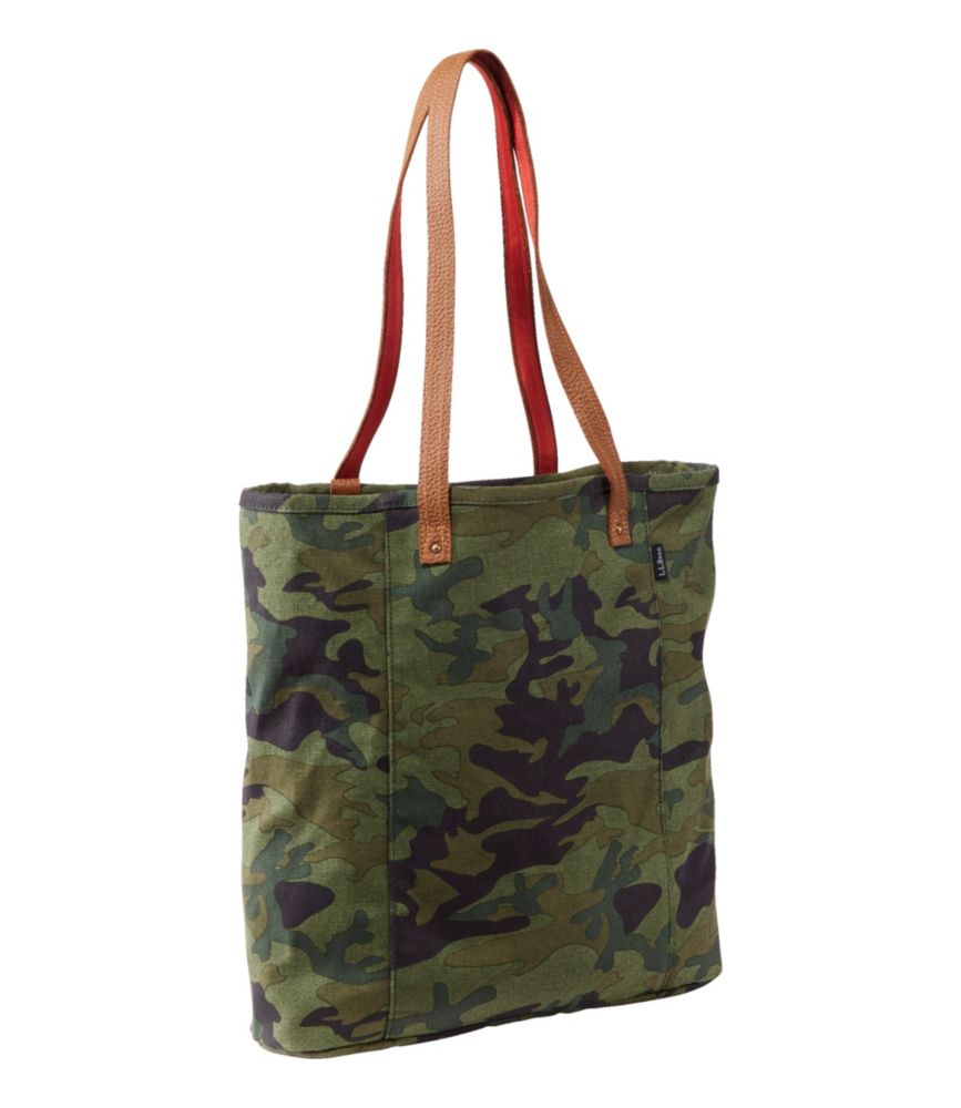 Leather-Handle Essential Tote Bag, Print, Forest Shade Camo, small image number 1