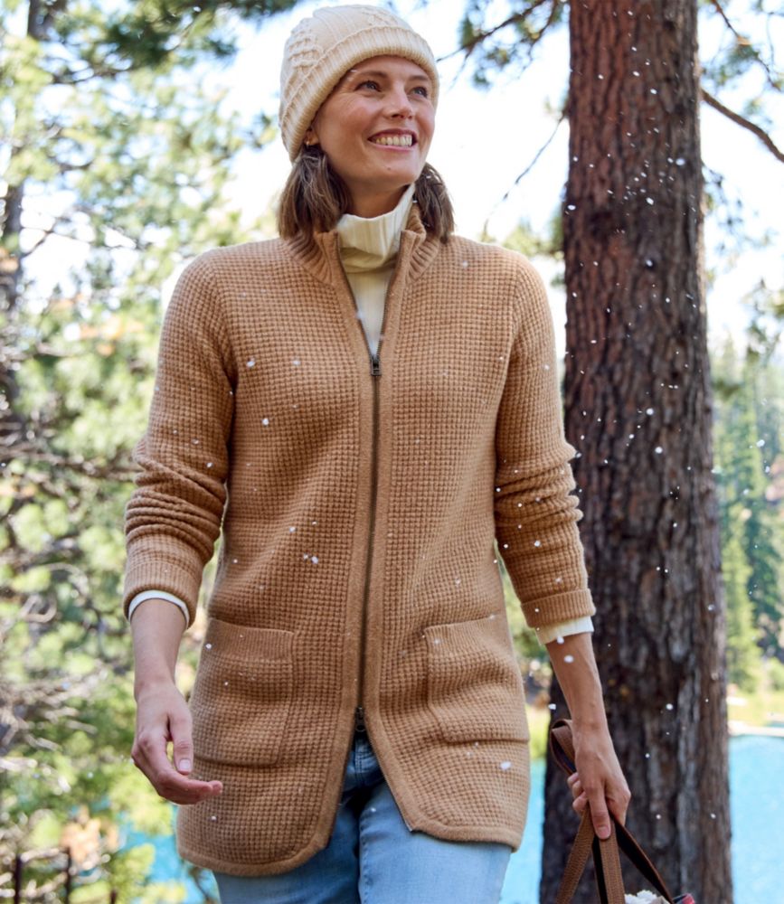 Women's SuperSoft Waffle Sweater, Coatigan, Honey Brown Heather, small image number 5