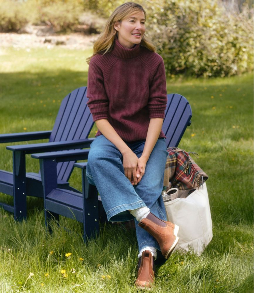 Women's SuperSoft Waffle Sweater, Turtleneck, Blue Aster Heather, small image number 6