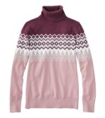 Women's Cotton/Cashmere Sweater, Turtleneck Intarsia