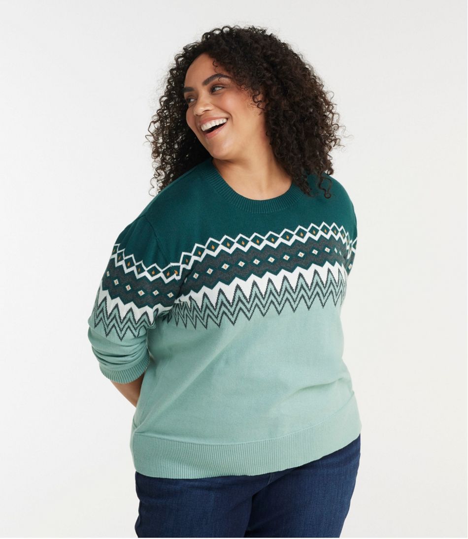 Women's Cotton/Cashmere Sweater, Crewneck Intarsia | Sweaters at L.L.Bean