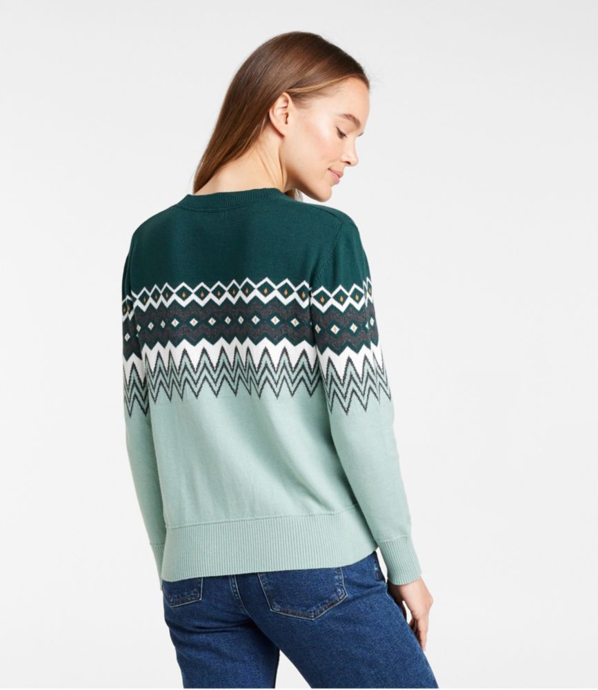 Women's Cotton/Cashmere Sweater, Crewneck Intarsia, , small image number 2
