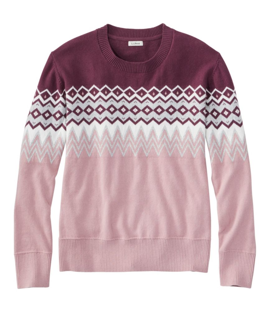 Women's Cotton/Cashmere Sweater, Crewneck Intarsia, , small image number 3