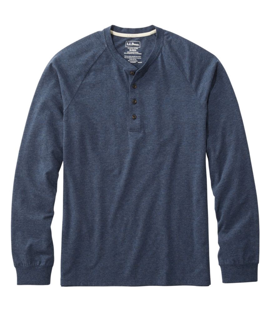 Men's Comfort Stretch Pima Tee Shirt, Long-Sleeve Henley