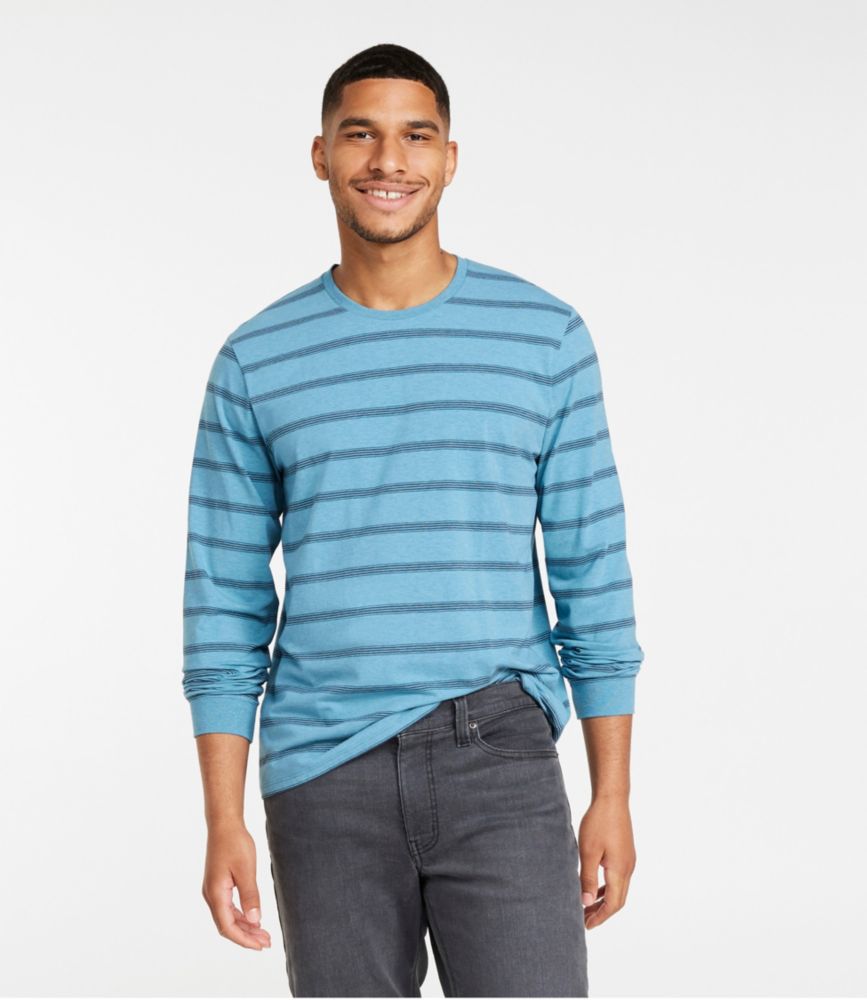 Men's Comfort Stretch Pima Tee Shirt, Long-Sleeve, Stripe, , small image number 2