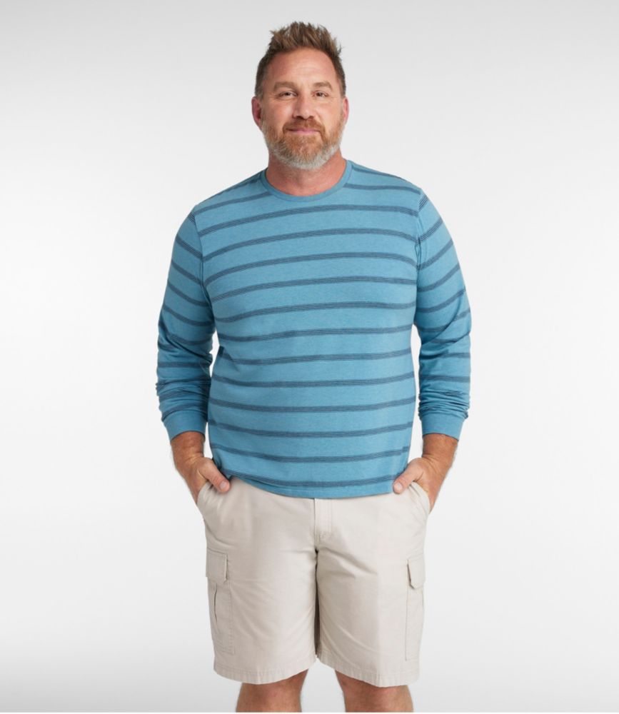 Men's Comfort Stretch Pima Tee Shirt, Long-Sleeve, Stripe, , small image number 4