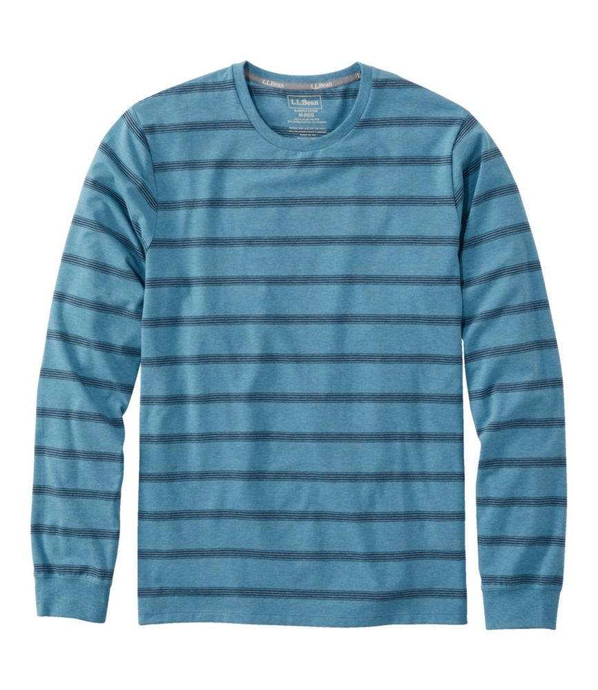 Men's Comfort Stretch Pima Tee Shirt, Long-Sleeve, Stripe, , small image number 1