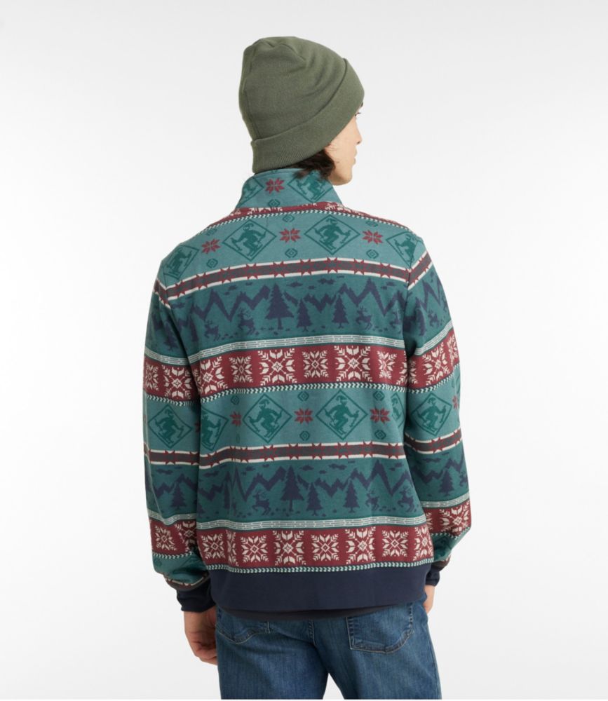 Men's L.L.Bean 1912 Sweatshirt, Button-Mock, Print, Burgundy Fair Isle, small image number 3