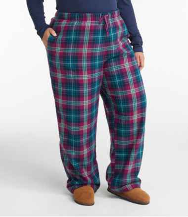 L.L.Bean Flannel Sleep Pants, Plaid Fleece-Lined