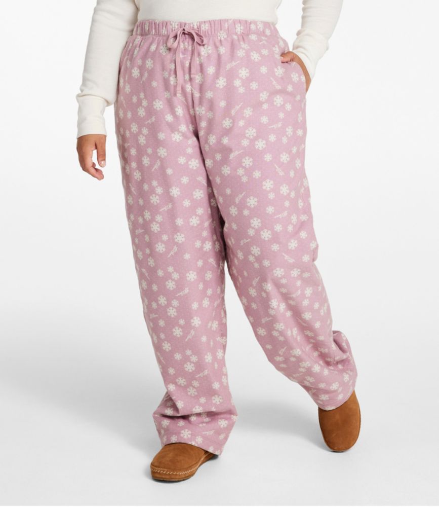 L.L.Bean Flannel Sleep Pants, Print Fleece-Lined, Deep Wine Sledding Dogs, small image number 2