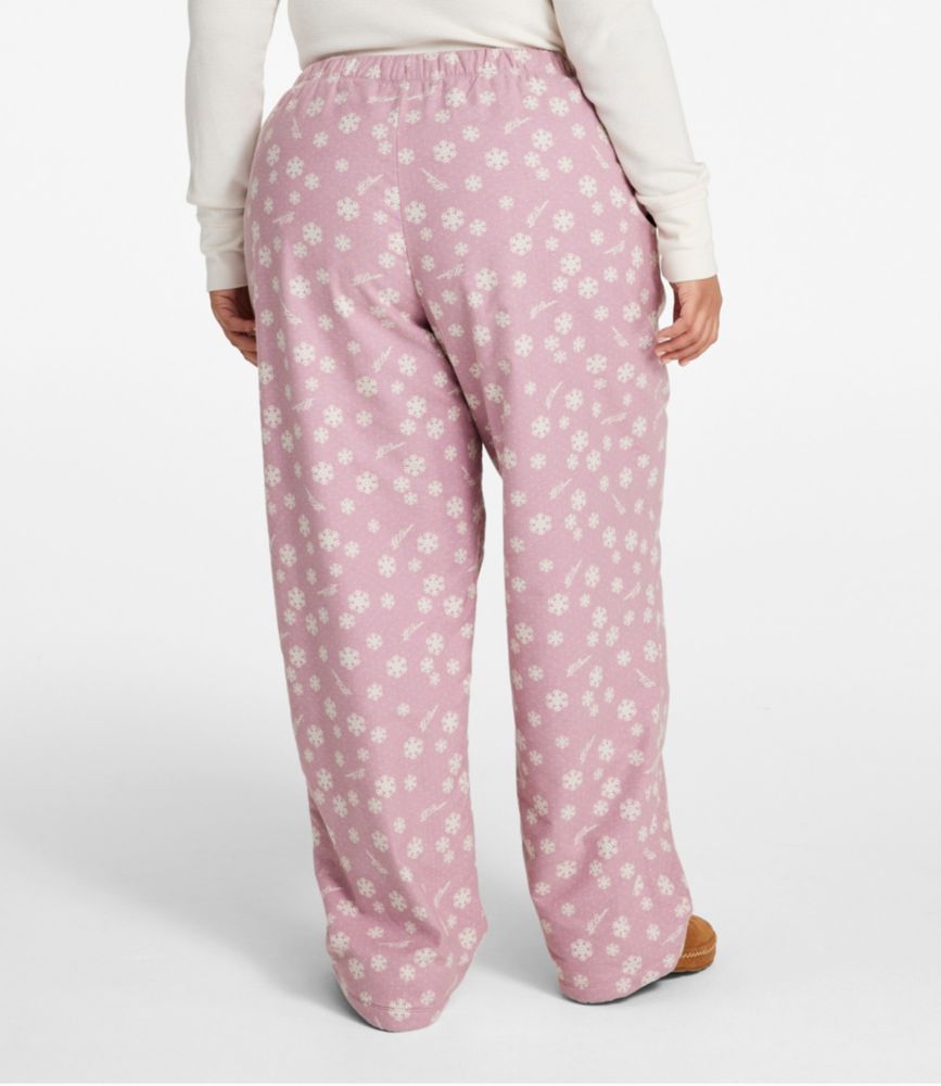 L.L.Bean Flannel Sleep Pants, Print Fleece-Lined, Vintage Mauve Snowflake, small image number 3