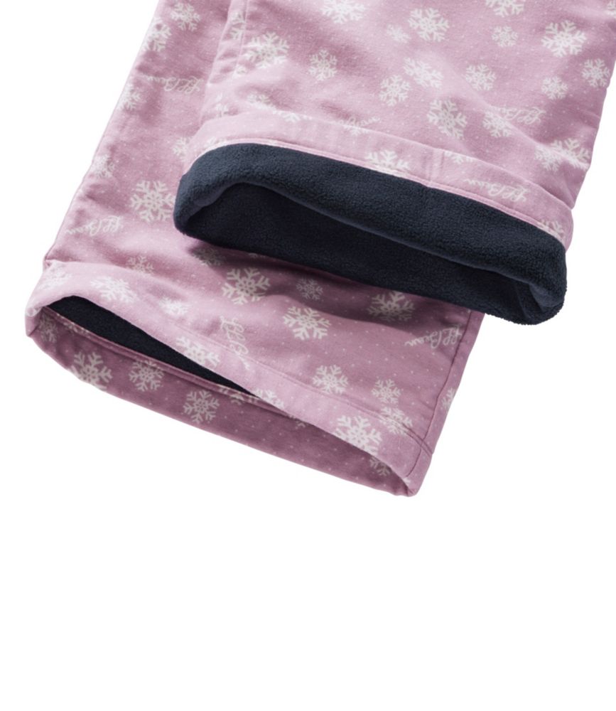 L.L.Bean Flannel Sleep Pants, Print Fleece-Lined, Vintage Mauve Snowflake, small image number 5