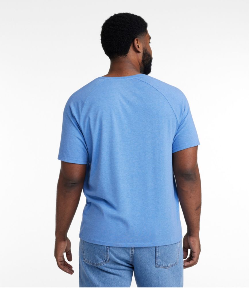 Men's Comfort Stretch Pima Tee Shirt, Short-Sleeve Henley, Arctic Blue Heather, small image number 5