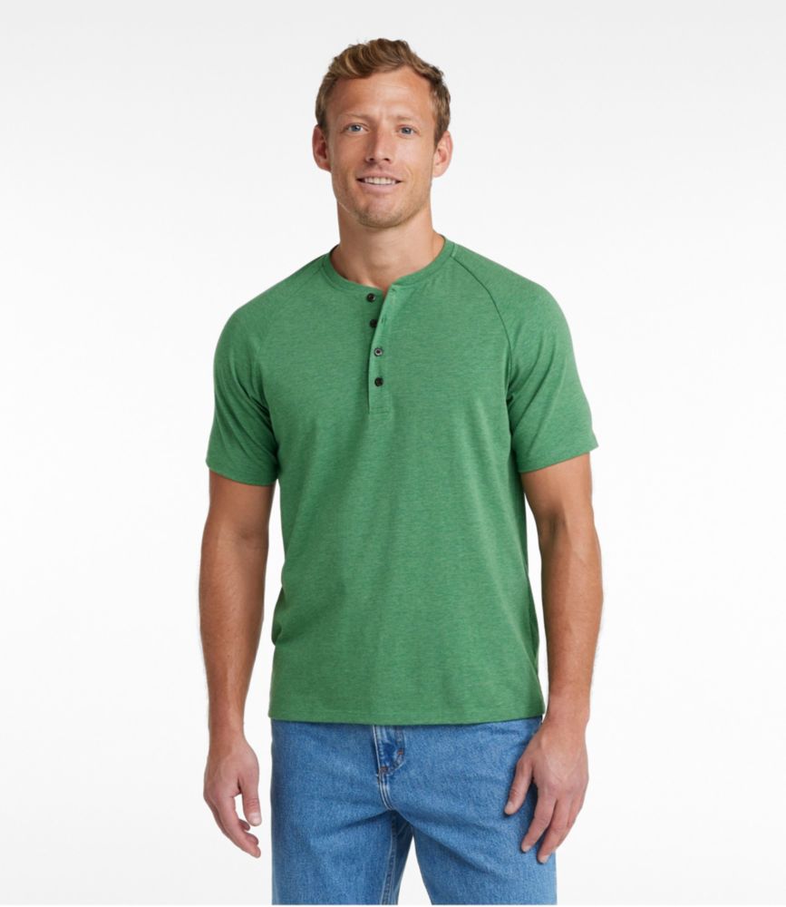 Men's Comfort Stretch Pima Tee Shirt, Short-Sleeve Henley