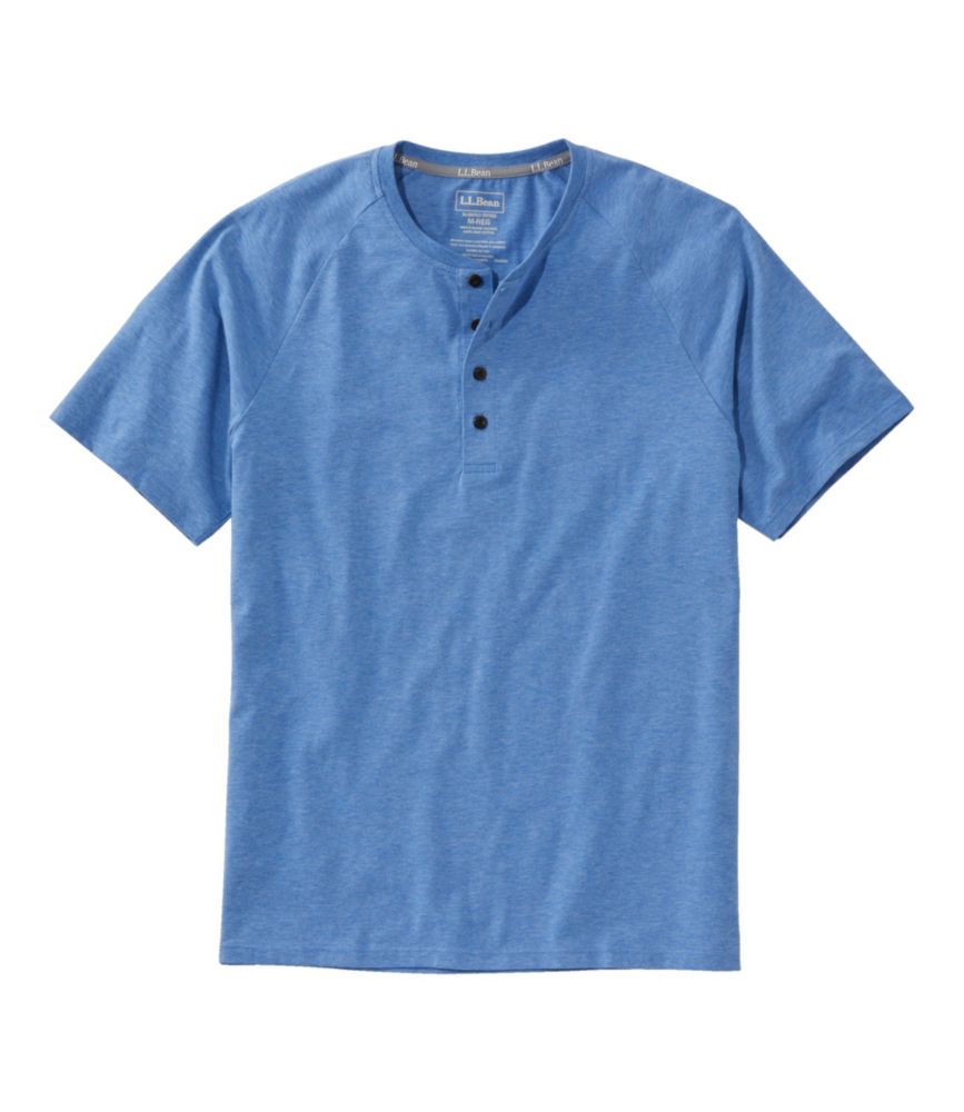 Men's Comfort Stretch Pima Tee Shirt, Short-Sleeve Henley, Arctic Blue Heather, small image number 1