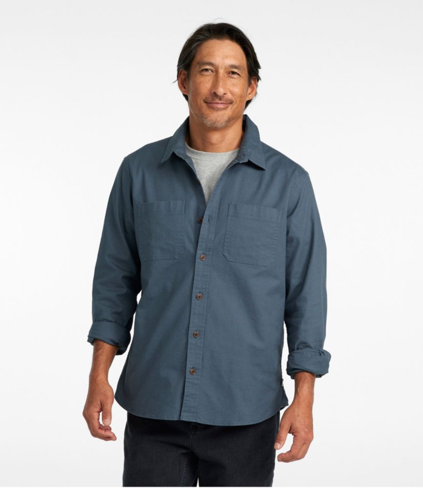 Men's BeanFlex® Twill Shirt, Slightly Fitted Untucked Fit, Long-Sleeve, Carbon Navy, small image number 2