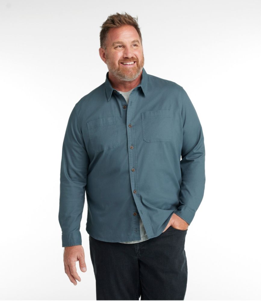 Men's BeanFlex® Twill Shirt, Slightly Fitted Untucked Fit, Long-Sleeve, Carbon Navy, small image number 4