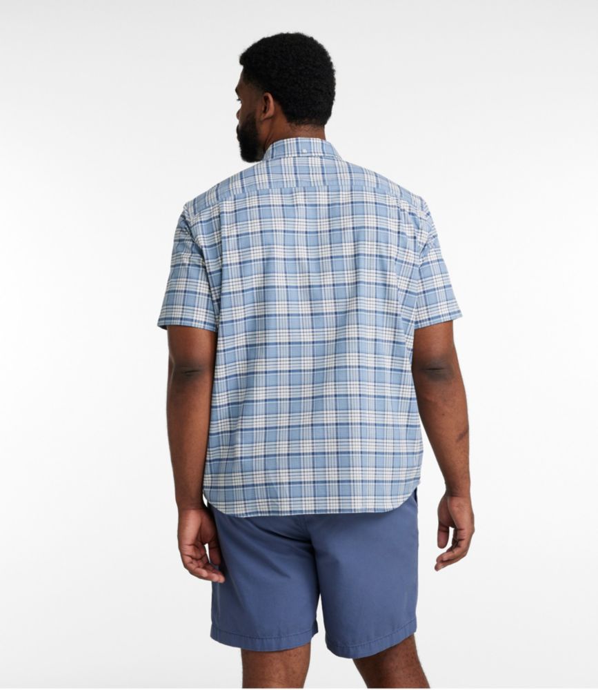 Men's Comfort Stretch Oxford, Traditional Untucked Fit, Short-Sleeve, Plaid, Faded Orange, small image number 5