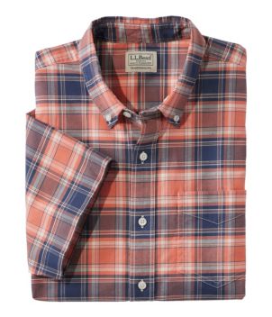 Men's Comfort Stretch Oxford, Traditional Untucked Fit, Short-Sleeve, Plaid