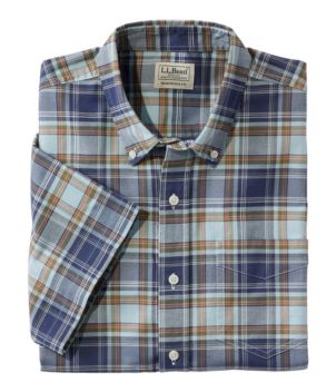 Men's Comfort Stretch Oxford, Traditional Untucked Fit, Short-Sleeve, Plaid