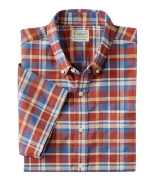 Men's Comfort Stretch Oxford, Traditional Untucked Fit, Short-Sleeve, Plaid