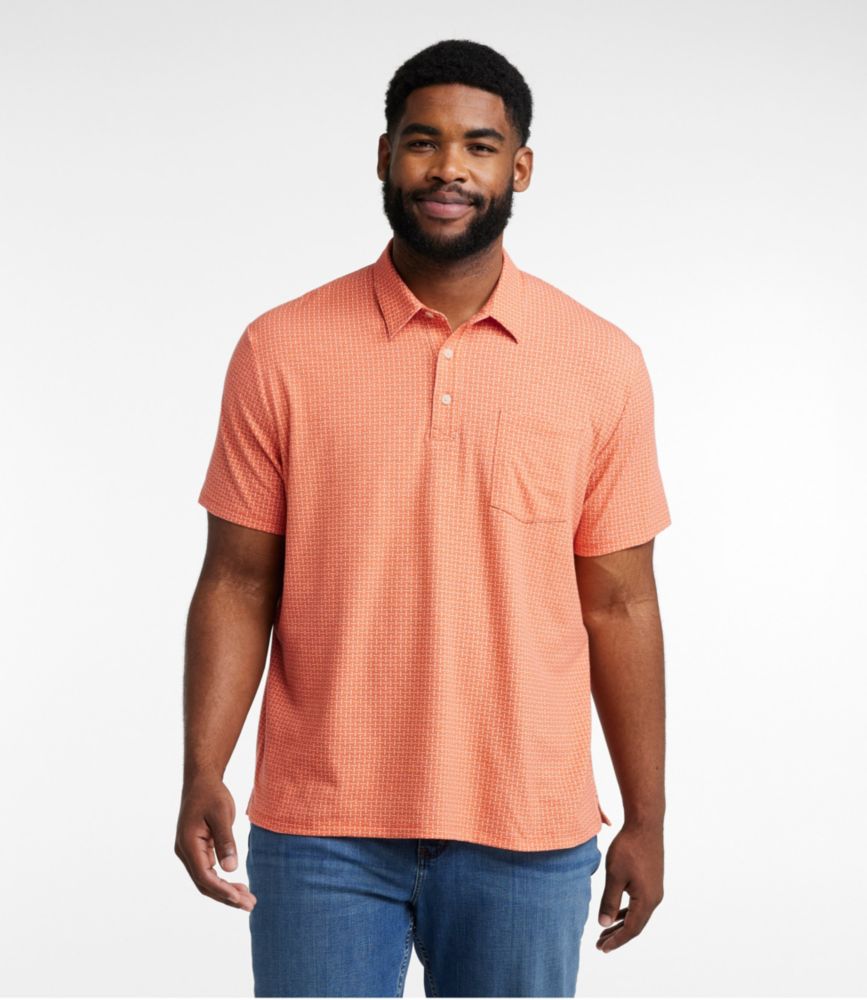 Men's Lakewashed Performance Polo, Short-Sleeve, Print, Faded Orange Geo, small image number 4