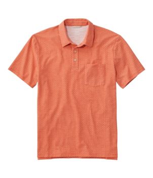 Men's Comfort Stretch Performance Polo, Short-Sleeve, Slightly Fitted Sunlit Coral Small, Cotton Blend | L.L.Bean