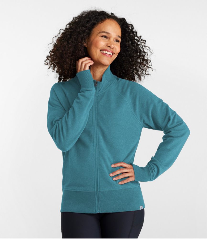 Women's L.L.Bean Cozy Sweatshirt, Full-Zip, Cadet Blue Heather, small image number 2