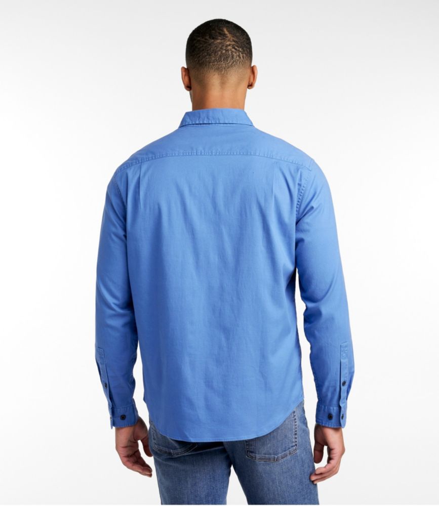 Men's Lakewashed Twill Shirt, Traditional Untucked Fit, Bright Blue, small image number 3