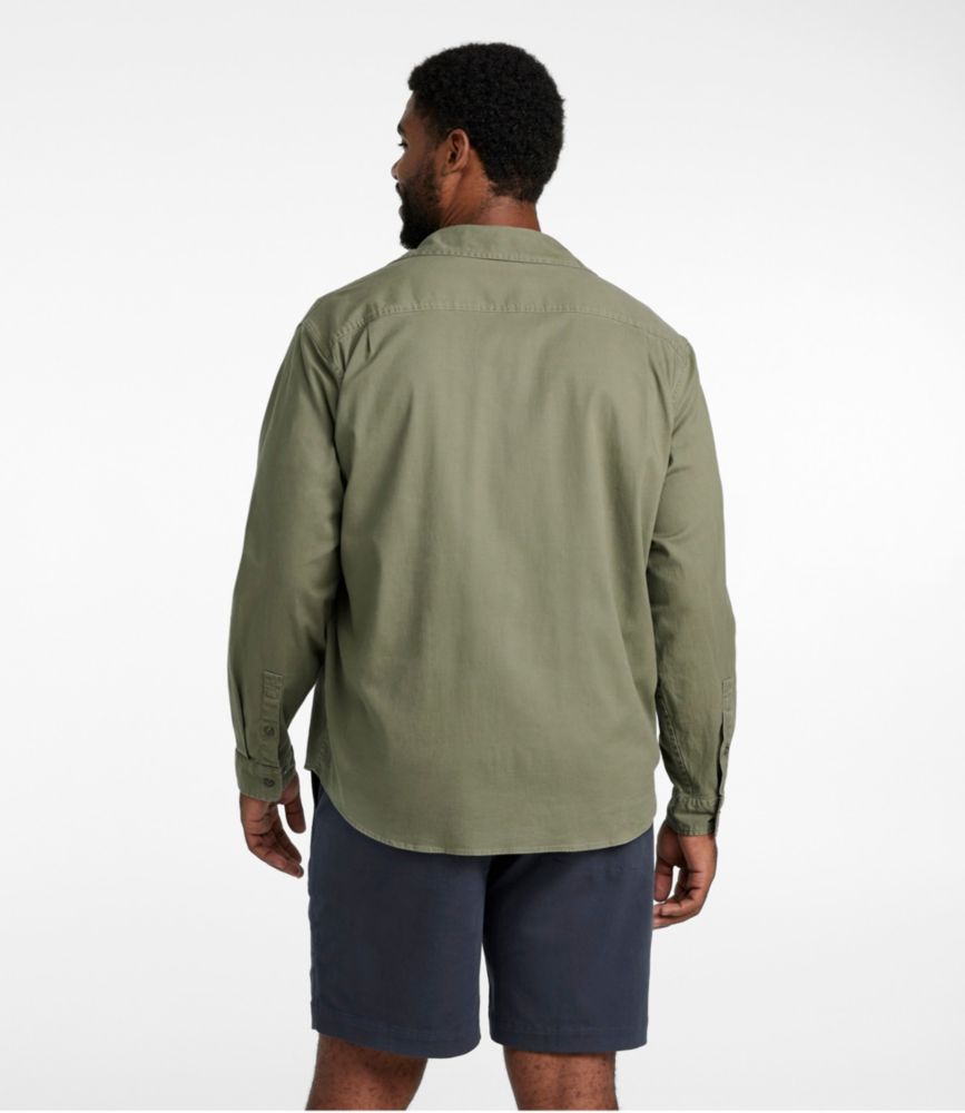 Men's Lakewashed Twill Shirt, Traditional Untucked Fit, Deep Olive, small image number 5