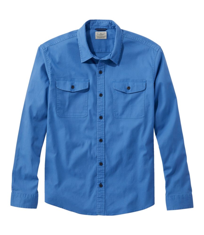 Men's Lakewashed Twill Shirt, Traditional Untucked Fit, Bright Blue, small image number 1