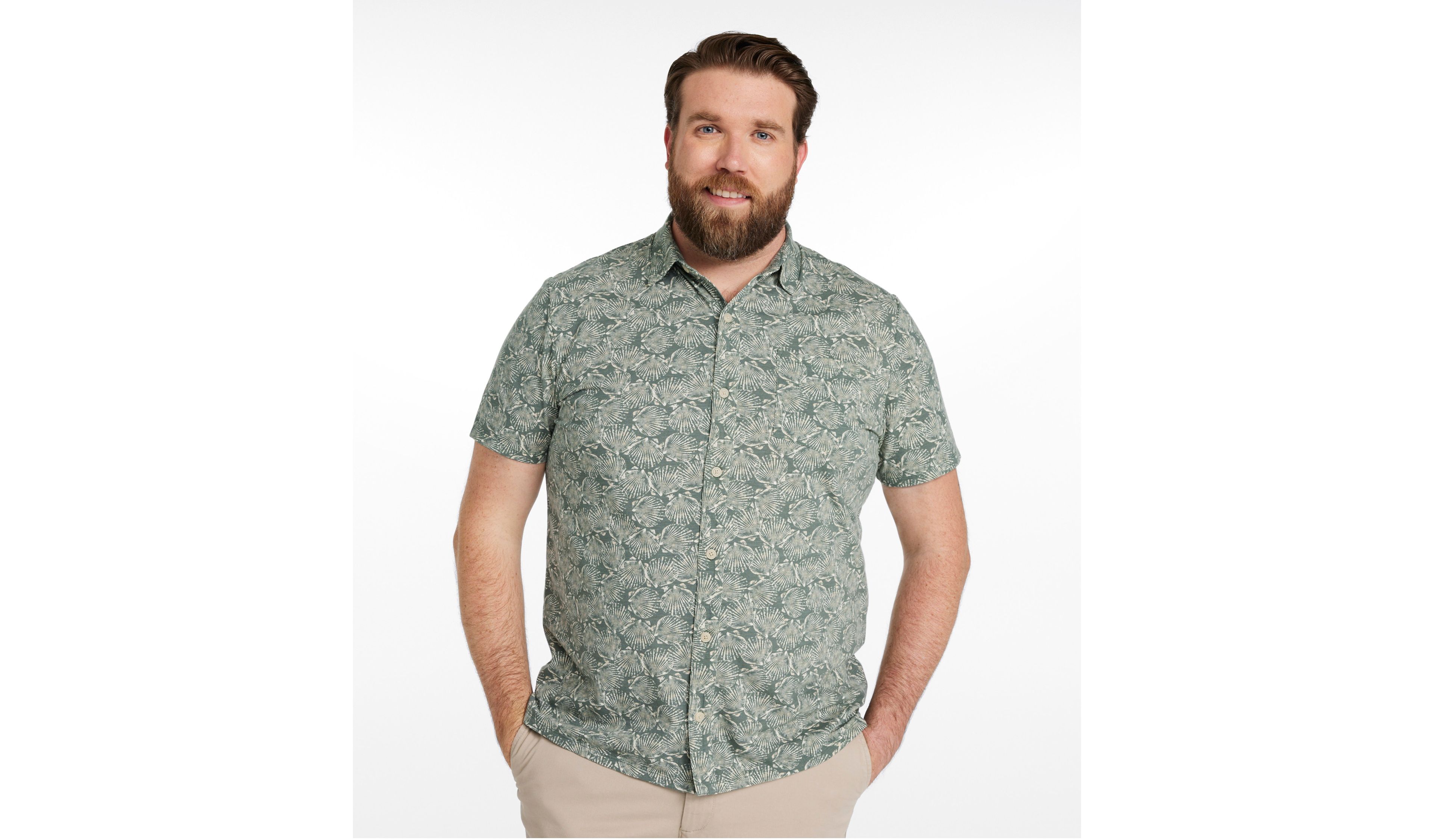 Men's Lakewashed Performance Shirts, Button-Front Shirt, Short-Sleeve, Print